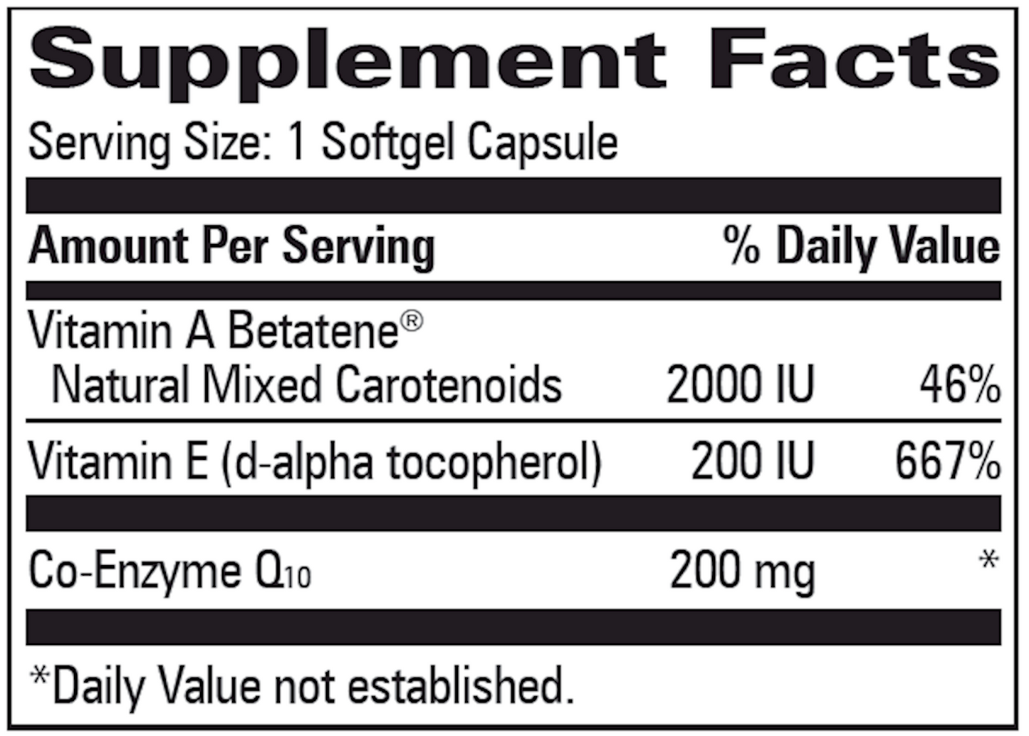 CoQsol + E, A & Rice Bran 200 mg