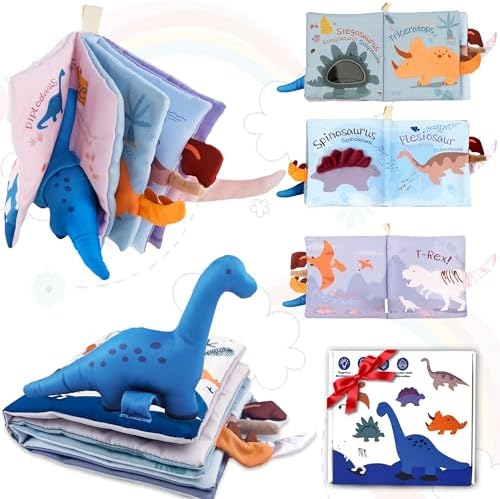 Richgv Soft Baby Books Toys 0-3-6-12 Months, 3D Touch and Feel Crinkle Cloth Books Baby Boy Christmas Gifts Baby Stocking Stuffers Teething Toys Newborn Infant Sensory Toys Gifts Tummy Time Toys