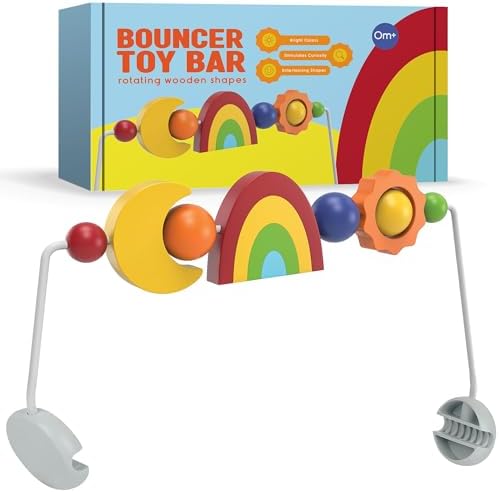 Durabasics Toy Bar Compatible with Baby Bjorn Bouncer Toy Bar - Engaging Colorful Shapes - All Wood - Spinnable - Nature-Inspired Figures Bar Compatible with Baby Bjorn Toy Bar