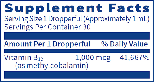 B12 Liquid (methylcobalamin) 1mg 1oz.
