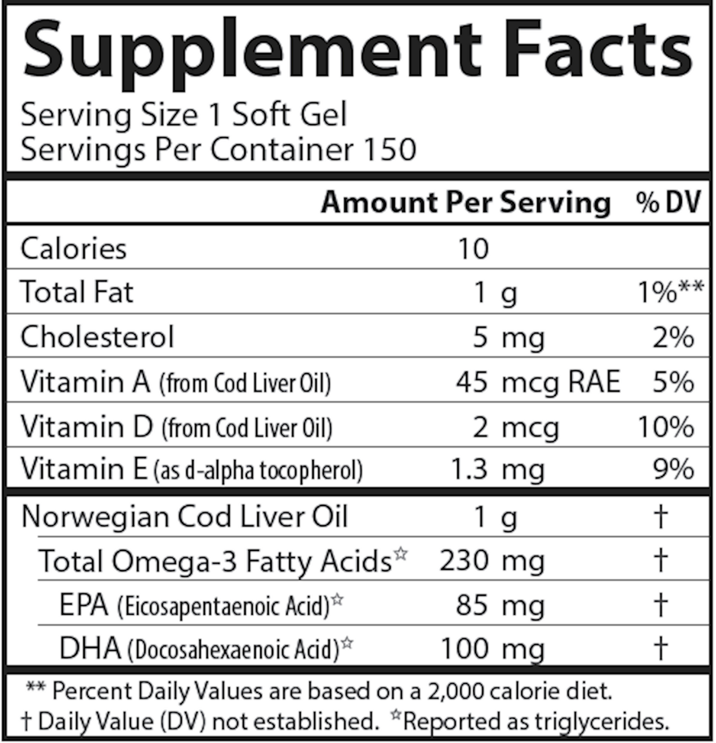 Cod Liver Oil Low Vit A Lemon