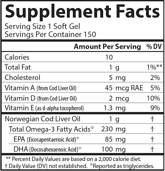 Cod Liver Oil Low Vit A Lemon