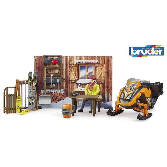 Bruder NEW Bworld Mountain Hut with Snowmobile