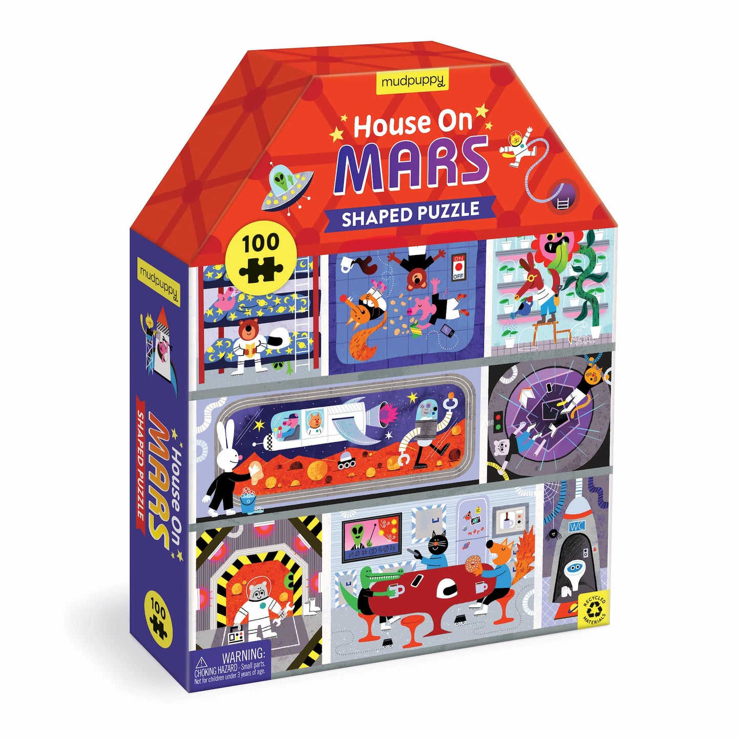 Mudpuppy - 100 Piece House Shaped Puzzle - House On Mars